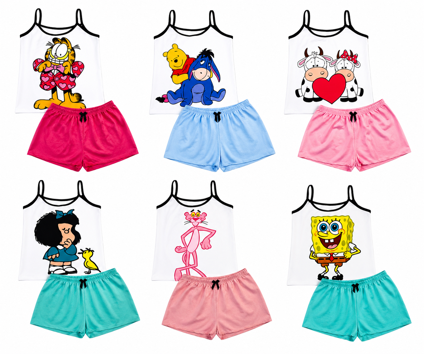 Pijamas Frescas de Tiras con Diseños Animados | Pack Oferta x6 y x12