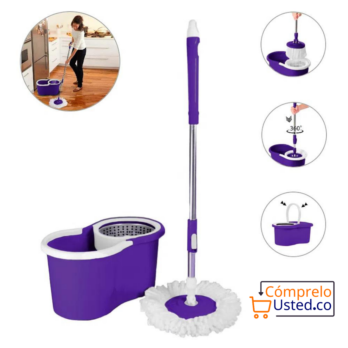 Trapero Giratorio 360° con Balde Exprimidor - 50% DESCUENTO