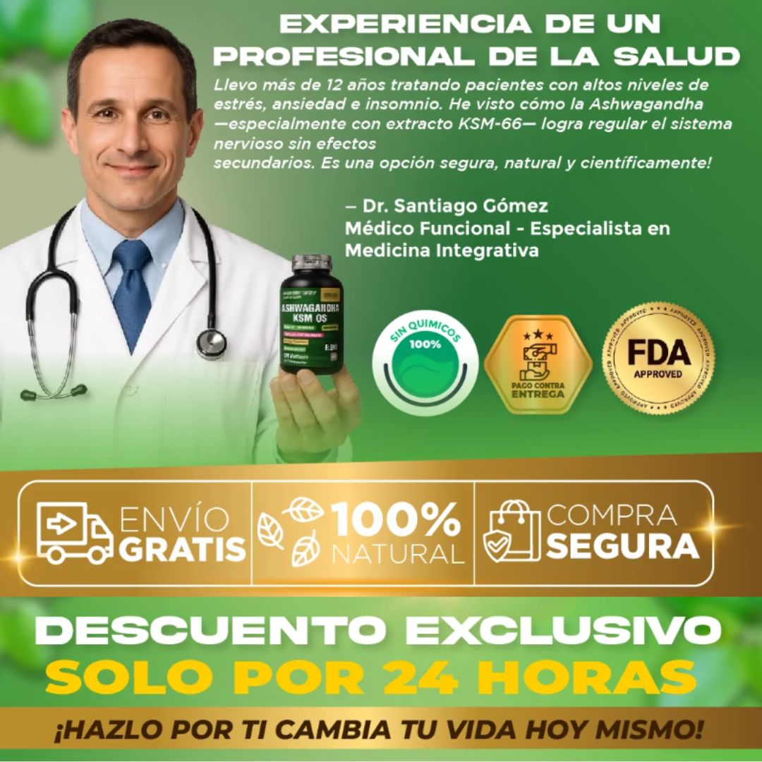ASHWAGANDHA KSM 66 - 100 Cápsulas 100% original