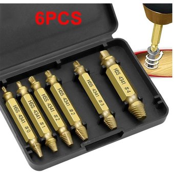 JUEGO DE BROCAS DE 6 PIEZAS EXTRACTOR DE TORNILLOS DAÑADOS