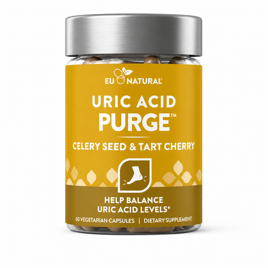 EU Natural Uric Acid Purge™ – Suplemento para Control de Ácido Úrico con Cereza Ácida y Semilla de Apio (60 Cápsulas)