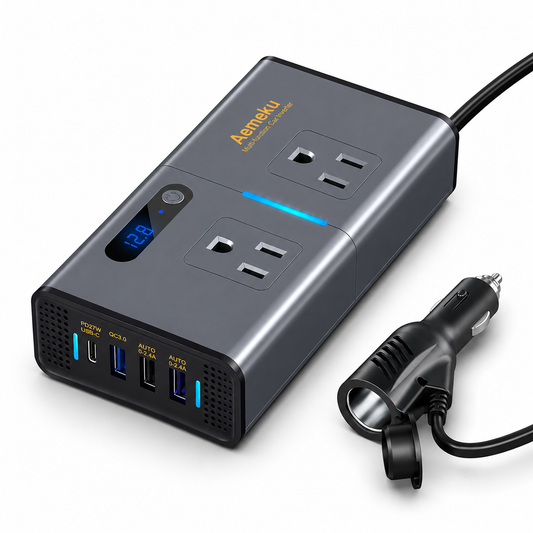 Cargador Inversor Multifunción Aemeku Con Pantalla LED Y Carga Rápida