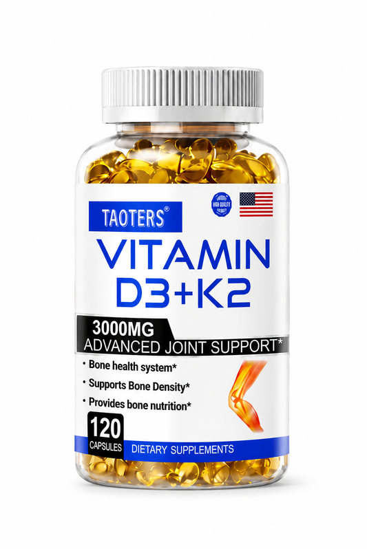 Suplemento Vitamina D3 + K2 Taoters | Huesos Fuertes y Soporte Articular Avanzado (120 Cápsulas)