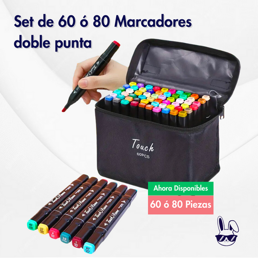 SET DE 80 MARCADORES DOBLE PUNTA - 50% DESCUENTO