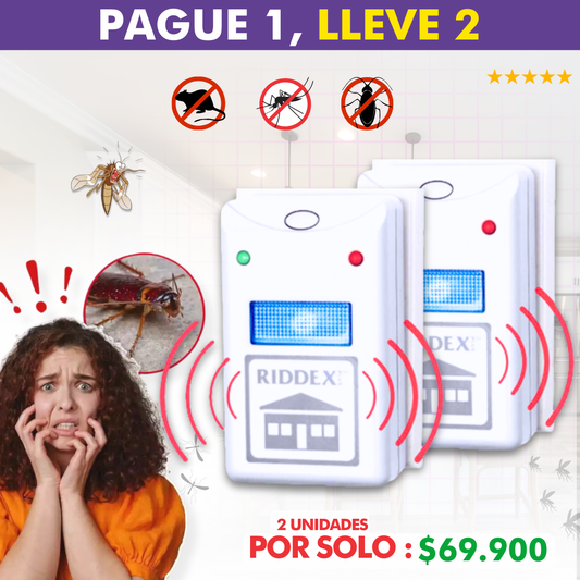 Oferta 2x1 Repelente Ultrasonico de Plagas Riddex™ - ¡50% de Descuento!