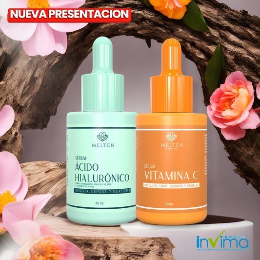 KIT-ANTIEDAD X2 - SERUM ÁCIDO HIALURÓNICO + SERUM VITAMINA C - 50% DESCUENTO